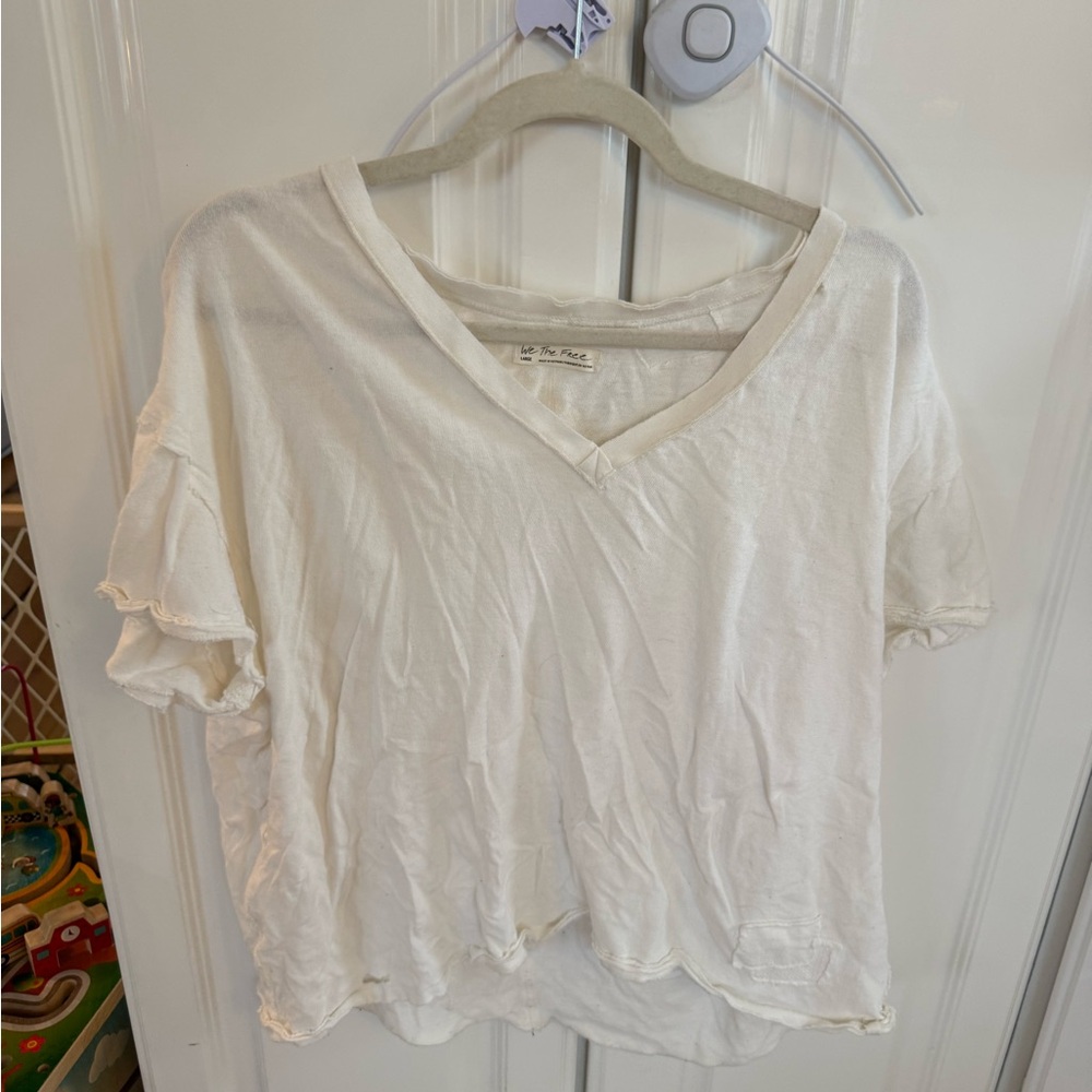 We The Free Cream V-Neck Short Sleeve Tee